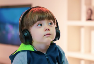 boy wearing headphones