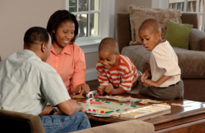 family playing a game